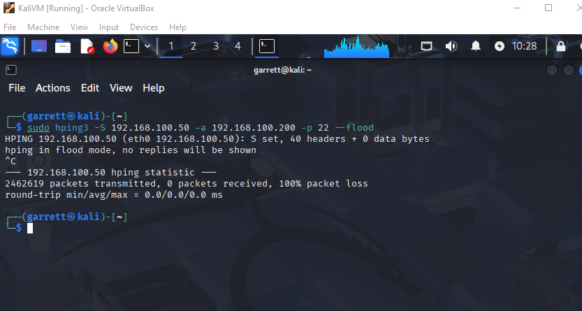 SYN flood attack