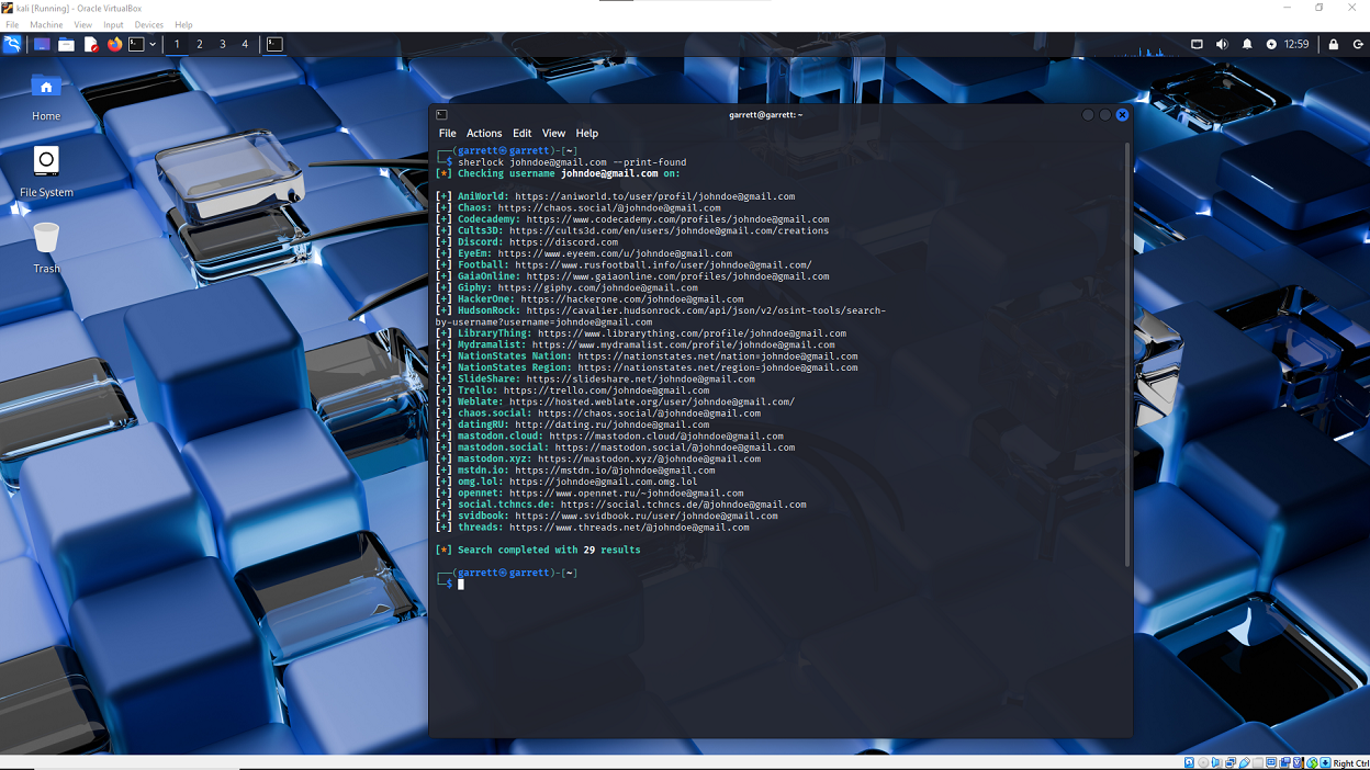 Sherlock Terminal Screenshot